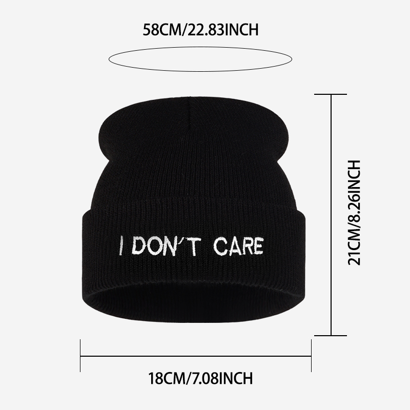 I DON'T CARE Text Knit Cuffed  - Beanie Cuffed Knit 评论和价格