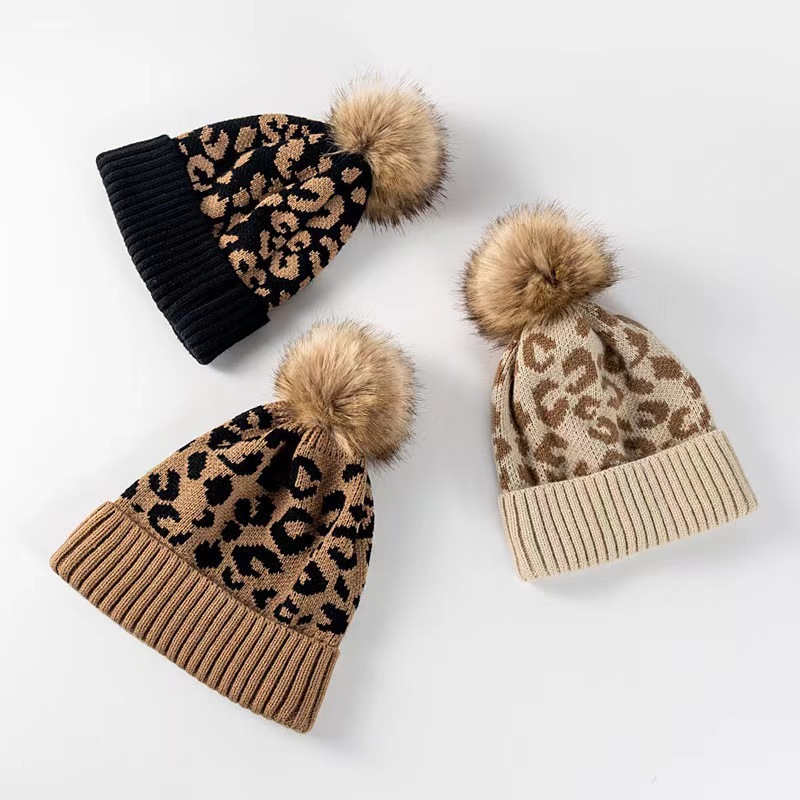 Womens Leopard Print Knit Bean - Beanie Cuffed Knit 评论和价格