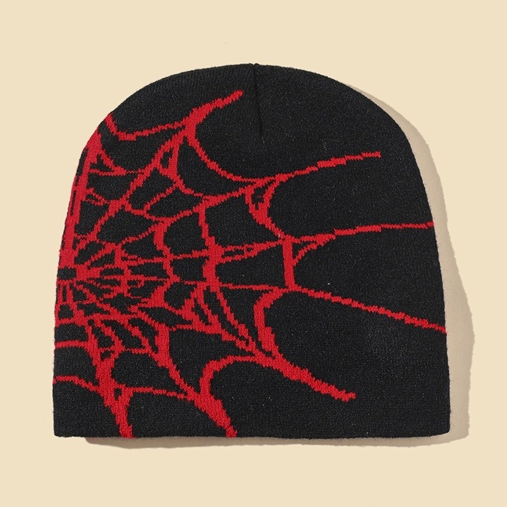 Hip-hop Soft Spider Web Patter - Beanie Cuffed Knit 评论和价格